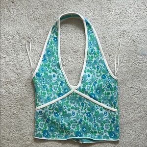 NWOT Zara Floral Knit Halter Top